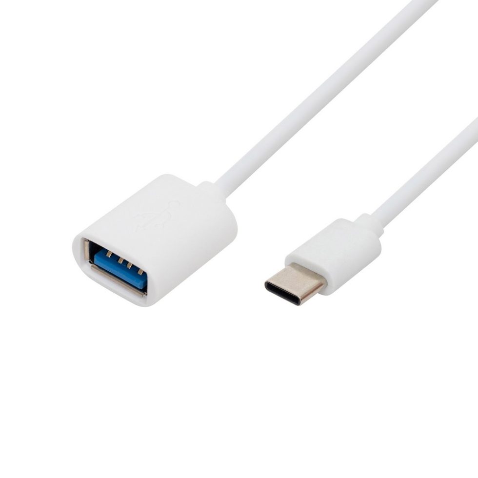 USBC OTG kábel, USB-C dugó, USB-A aljzat, kétirányú, 16cm, 2,1A, 480 Mbps