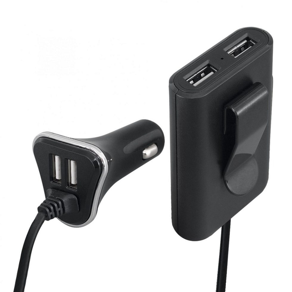 Nagy teljesítményű autós USB gyorstöltő, 48 W, 4 USB port, 4 x 2,4 A